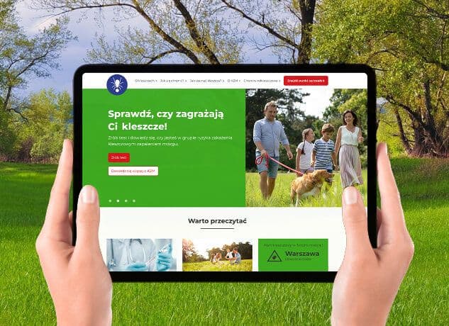 Portfolio witryny informacyjnej o kleszczach, szczepionkach i kleszczowym zapaleniu mózgu