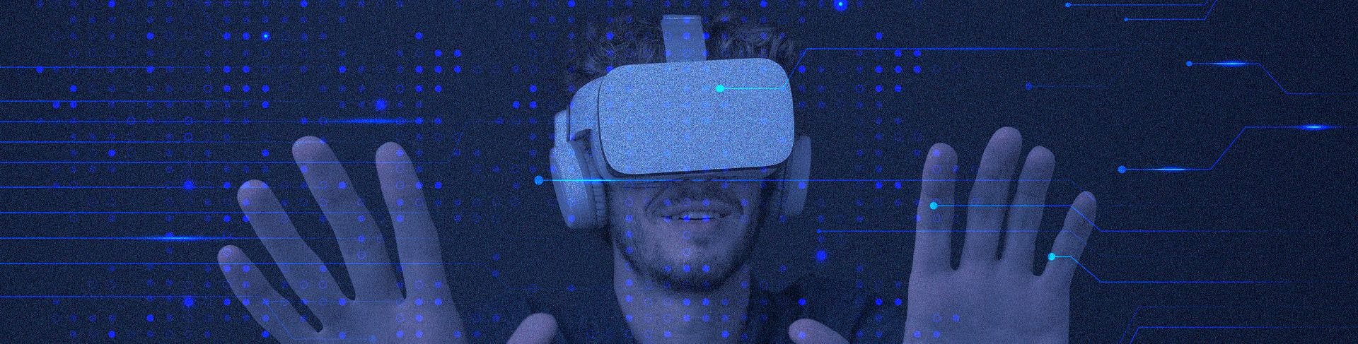 Grafika mężczyzna z goglami VR